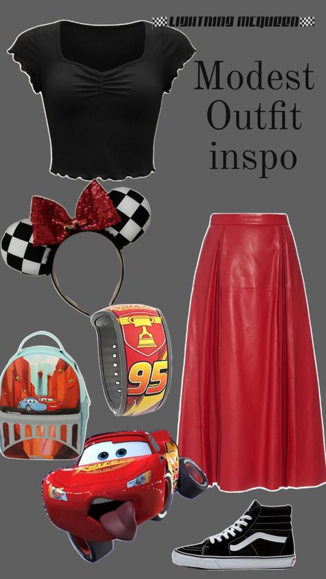 #modest#modestdisney#disney#disneybound#modestdisbeybound#disneybounding#disneyworld#disneyland#disneyparks#pixar#car#cars#race#racecar#racecars#lighting#lightningmcqueen#stickers#hollywoodstudios#epcot#magickingdom#animalkingdom#magic#magicband#minnieears#vans#loungefly#disneyloungefly Pixar Disneybound, Lighting Mcqueen, Disney World Outfits, Modest Outfit, Pixar Cars, Lightning Mcqueen, Disney Outfits, Disney Trips, Modest Outfits