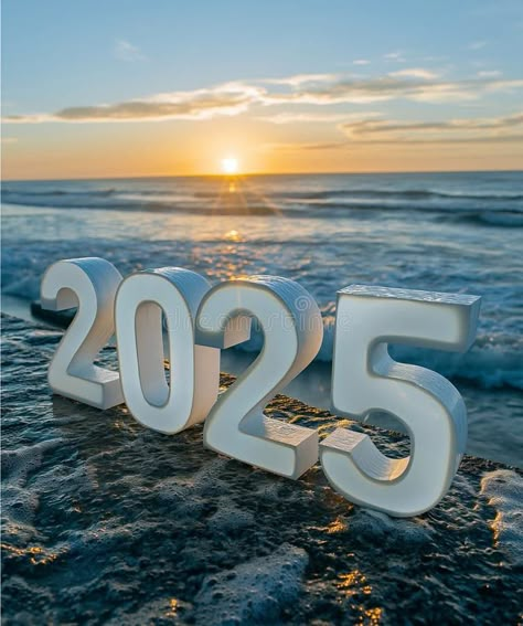 Happy New Year 2025, 2025 numbers on the beach, generative ai art stock illustration Happy New Year Photo Ideas, Vision Board Photos 2025, 2025 New Year, 2025 Happy New Year, 2025 Word, 2025 Collage, 2025 Beach, 2025 Number, Happy 2025