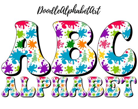 Groovy Letters, Retro Alphabet, Alphabet Letter Templates, Letters Png, Art Worksheets, Alphabet Clipart, Classy Tattoos, Paint Splatter, Letters And Numbers