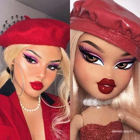 THE BRATZ MAKEUP CHALLENGE IS INSTAGRAM’s LATEST CRAZE - Inspired Beauty Bratz Doll Halloween Costume, Bratz Party, Makeup Bratz, Bratz Doll Makeup, Bratz Makeup, Las Bratz, The Bratz, Bratz Aesthetic, Bratz Doll Outfits