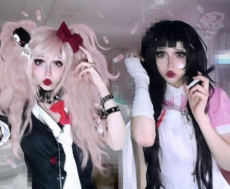 Junko And Mikan, Mikan Tsumiki Cosplay, Happy Spooky Season, Junko Enoshima, Mikan Tsumiki, Jun K, Tsum Tsum, Anime Character Drawing, Danganronpa