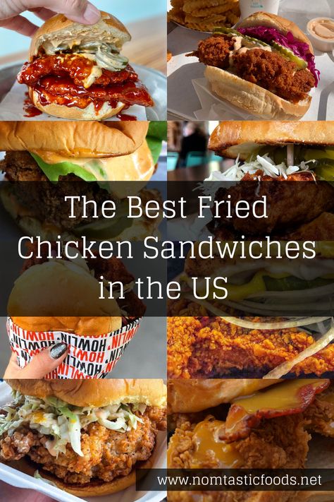 Looking for the best fried chicken sandwiches in the US?  Click for the full roundup on Nomtastic Foods' latest!  #sandwiches #chickensandwich #chickensandwiches #friedchicken #bestfood #bestchickensandwiches Fried Chicken Sandwich Ideas, Fried Chicken Tender Sandwich, Chicken Sandwich Recipes Fried, Sandwich Combinations, Nashville Chicken, Fried Chicken Sandwiches, The Best Fried Chicken, Best Fried Chicken, Nice Recipes