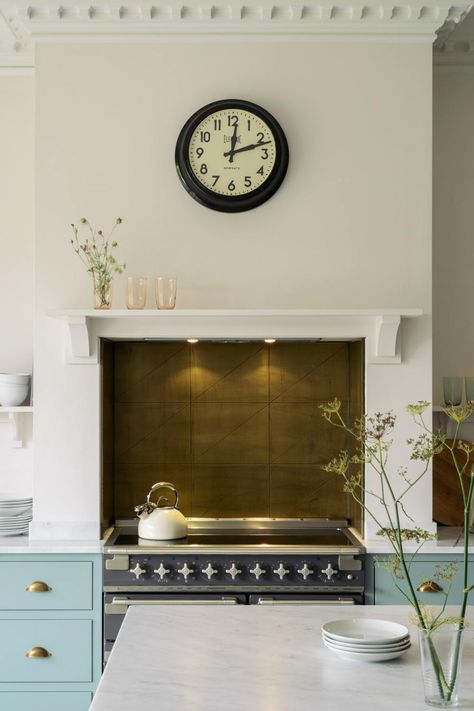 The South Wing Kitchen | deVOL Kitchens Stove Alcove, Kitchen Mantle, Modern Stoves, Kitchen Extension Ideas, Kitchen Chimney, Shaker Kitchens, Kitchen Diner Extension, Kitchen Revamp, Devol Kitchens