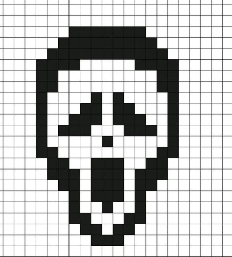 Pixel Ghostface, Ghost Face Pixel Art, Ghostface Pixel Art, Scream Pixel Art, Pixel Art Fnaf, Minecraft Banner, Minecraft Banner Designs, Easy Pixel Art, Pixel Art Templates