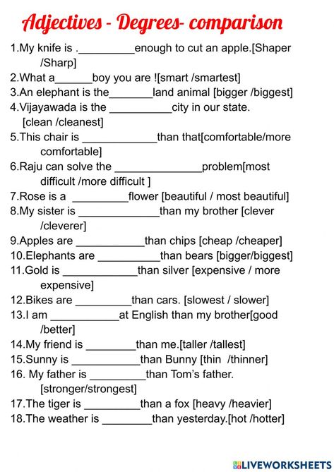 Degree Of Comparison Grammar, Degree Of Comparison Worksheets Grade 4, Adjective Of Quantity Worksheet, Degree Of Comparison, Degrees Of Comparison Worksheets, Degree Of Comparison Worksheets, Degree Of Adjectives Worksheets, Degrees Of Comparison, Adjective Worksheet