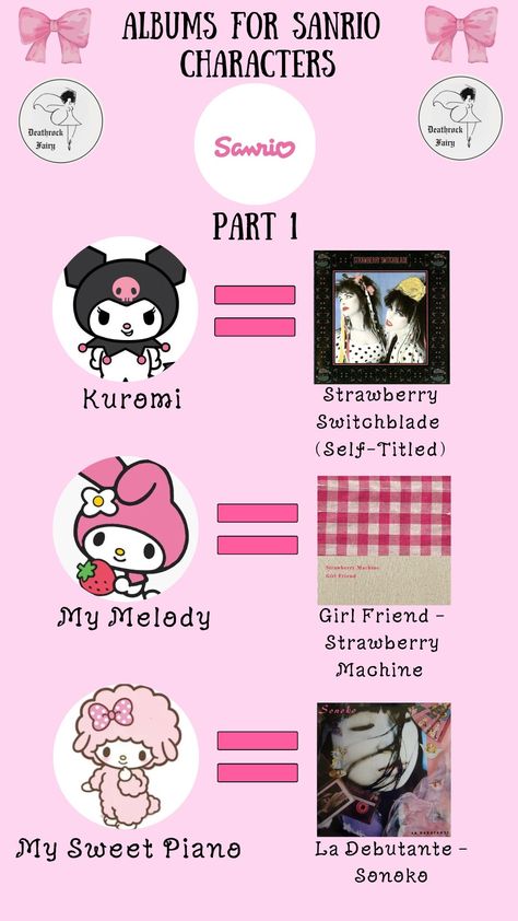 Unknown Sanrio Characters, My Melody And My Sweet Piano, Kuromi Y My Melody, Sanrio Characters Kuromi, Coquette Music, Music Disc, Music Recs, My Sweet Piano, Childhood Memories 90s