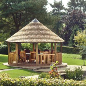 Como Plantar Pitaya, Wooden Garden Gazebo, Round Gazebo, Garden Huts, Round House Plans, Hut House, Summer House Garden, Wooden Gazebo, Backyard Gazebo