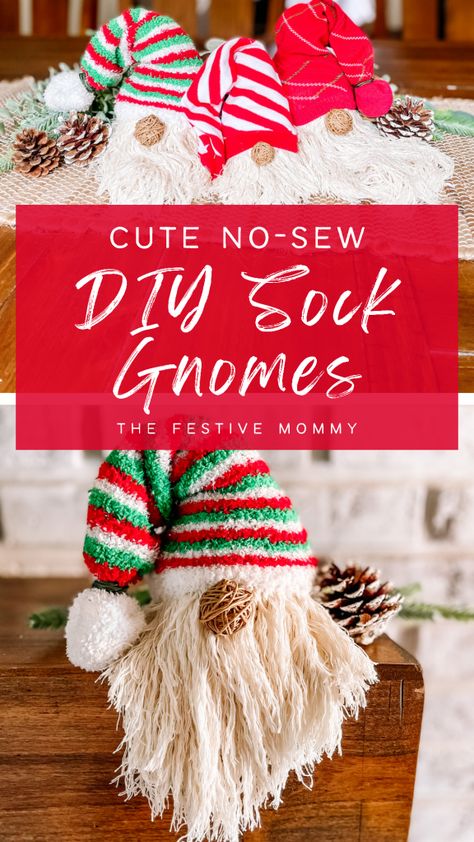 Christmas Sock Gnomes, Sock Gnomes, Gnome Tutorial, Christmas Sock, Diy Socks, Sock Crafts, Gnomes Diy, Fun Christmas Crafts, Diy Gnomes