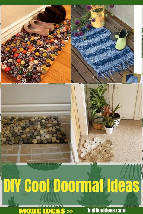 DIY Cool Doormat Ideas Pebble Bath Mat, Diy Doormat, Doormat Ideas, Cool Doormats, Old Tires, Diy Decor Ideas, Outdoor Mat, Hacks Diy, Unique Materials