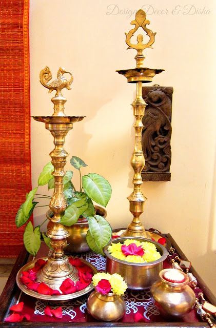 Design Decor & Disha: Diwali Decor With Brass Lamps Indian Room, Diwali Decorations At Home, Pooja Items, Amazing Homes, Ethnic Home Decor, Diwali Decor, Brass Items, Ethnic Decor, Wood Tables