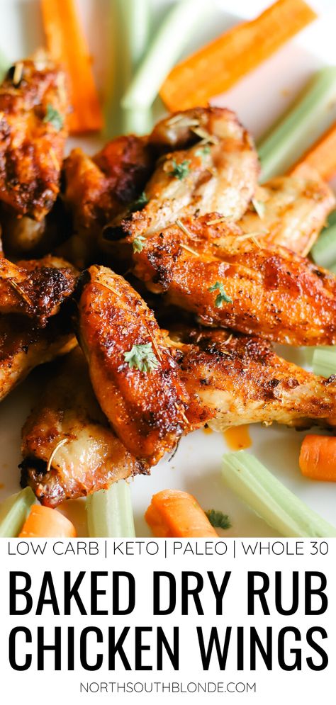 Whole 30 Wings Recipe, Chicken Wing Keto Recipes, Paleo Wings Recipe, Whole 30 Chicken Wings Recipes, Full Wings Recipe, Low Carb Chicken Wings Baked, Healthy Baked Wings, Keto Dry Rub Chicken Wings, Full Chicken Wings In The Oven