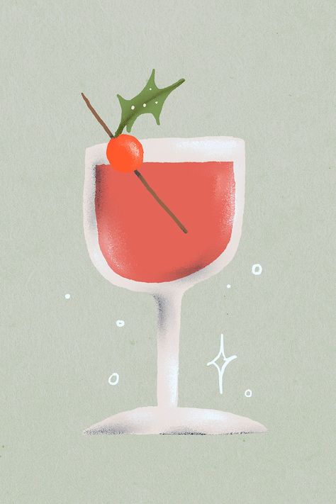 Cocktail Doodle, Cocktails Drawing, Holidays Illustration, Drinks Christmas, Doodle Christmas, Cocktail Christmas, Cocktails Vector, Cocktail Illustration, Christmas Drink