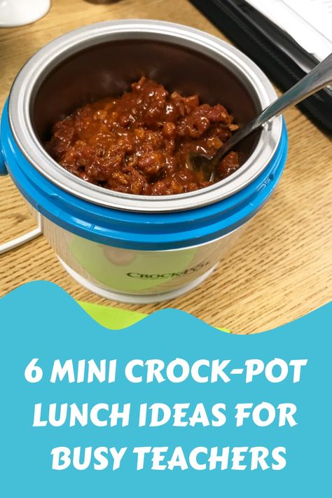 Have you seen these amazing little personal-sized mini crock-pots? It is on my list of must-haves for school! This little guy is perfect for your school lunches. It does not cook, it just reheats. Today I have 6 Mini Crock-Pot Lunch Ideas for you to make lunch this year a breeze! Lunch Crock Recipes, Crockpot Lunch Recipes For Work, Personal Crock Pot Recipes, Mini Lunch Crockpot Recipes Ideas, Mini Crock Pot Recipes For One, Crock Pot Lunches For Work, Portable Crockpot Meals, Mini Crock Pot Lunch Recipes, Mini Crockpot Gift Ideas