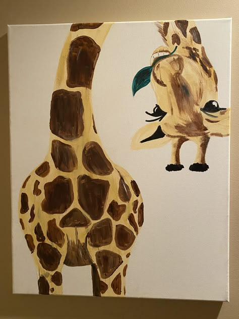 How To Paint A Giraffe Step By Step, Safari Painting Canvases, Jungle Painting Easy, Girrafe Painting Easy, Safari Paintings, Giraffe Canvas Painting, Animal Canvas Paintings, Diy Canvas Art Easy, Canvas Art Painting Abstract