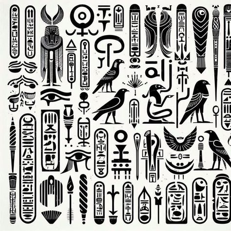 Egyptian Symbol Tattoo, Hieroglyphics Tattoo, Egyptian Design Pattern, Bear Face Drawing, Egyptian Pattern, Egyptian Tattoo Sleeve, Egypt Tattoo, Egyptian Design, Bull Tattoos