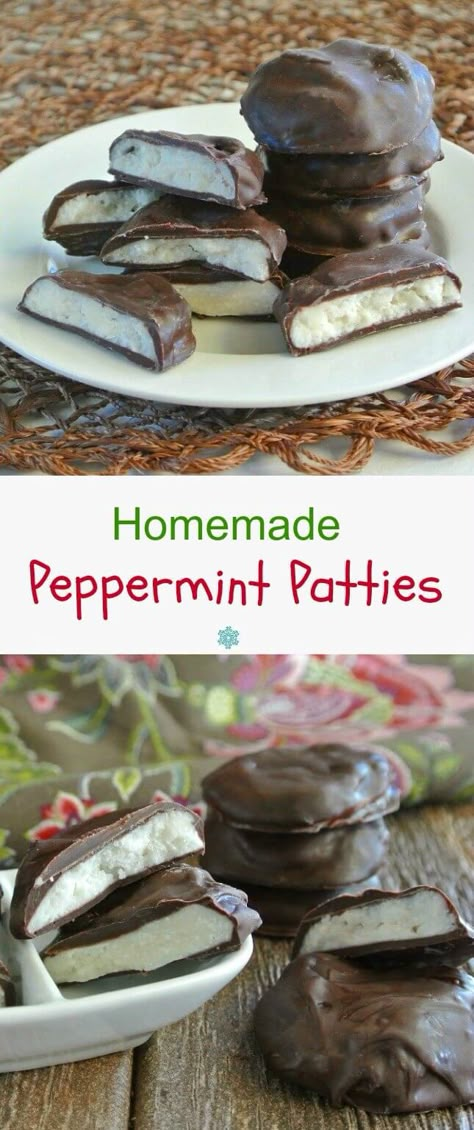 Homemade Peppermint Patties are so simple and as pure as a candy can be. No additives or preservatives with only four ingredients. Let's get festive! Peppermint Patties Recipe, Peppermint Patty Recipe, Homemade Peppermint Patties, Patty Recipe, Vegan Candy, York Peppermint Patty, Muffin Papers, Peppermint Patty, Vegan Candies