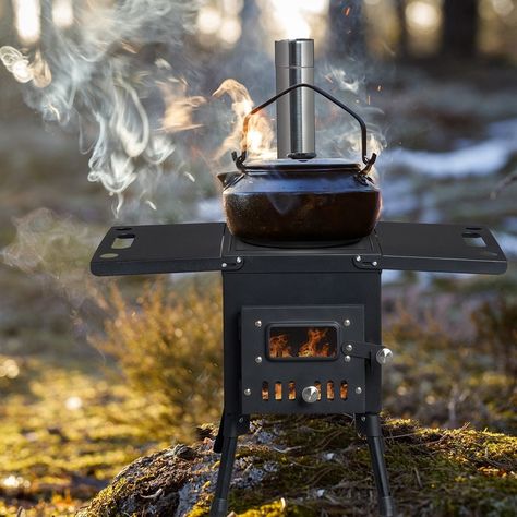 Portable Wood Stove, Camping Wood Stove, Camper Repair, Stove Black, Stove Heater, Portable Stove, Wood Charcoal, Tent Stove, Portable Tent