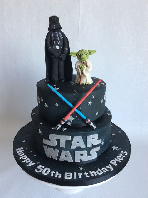 Darth Vader Birthday Cake, Star Wars Kids Party, Lego Star Wars Birthday Party, Knight Cake, Darth Vader Cake, Lego Star Wars Birthday, Xbox Cake, Birth Cakes, Yoda Cake