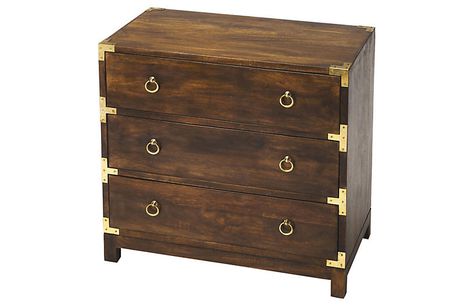 Brown Chest Of Drawers, Dresser Natural, Campaign Chest, Campaign Dresser, Three Drawer Dresser, Accent Chests, Changing Table Dresser, Three Drawer Chest, Campaign Furniture