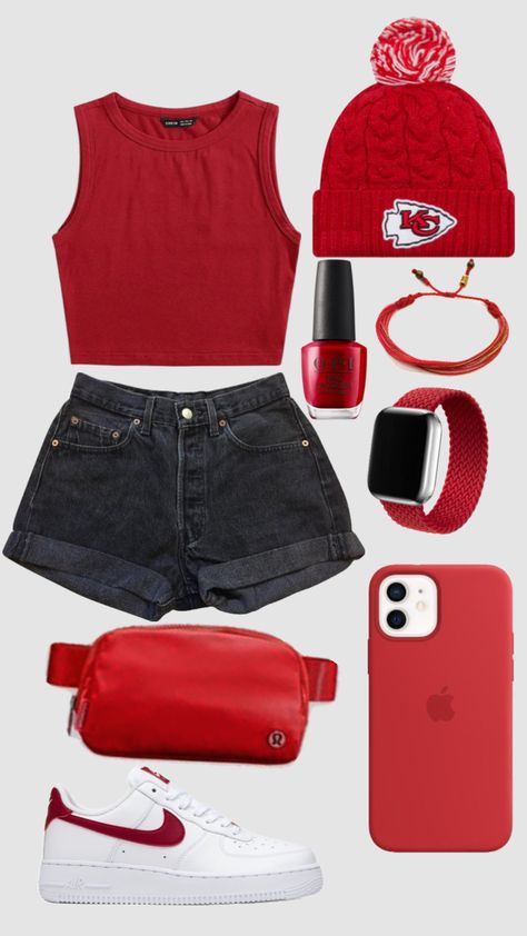 Chiefs game outfit #chiefs #kansascitychiefs #taylorswift #traviskelce #outfit #outfitinspo #football #outfitinspiration #ootd #f4f #fyp #beauty Chiefs Game Outfit, Kansas City Chiefs Outfit, Chiefs Outfit, Super Bowl Outfit, Chiefs Super Bowl, Chiefs Game, Game Outfit, Football Game Outfit, Jewelry Outfit