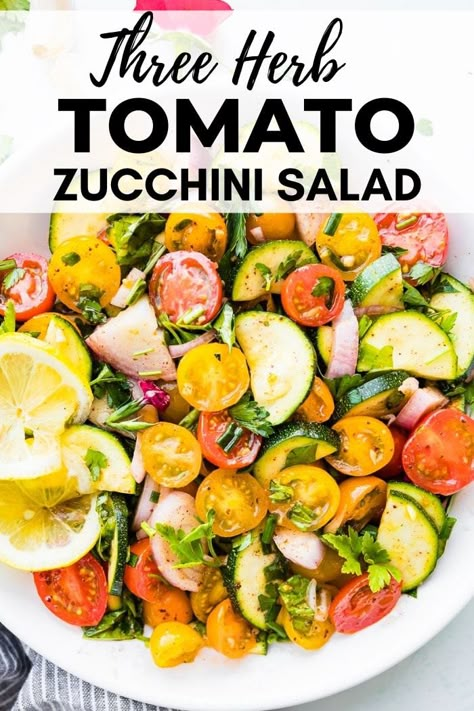 Summer Salads With Zucchini, Tomato Zucchini Salad, Courgette Salad Recipe, Zucchini And Tomato Salad, Cold Zucchini Salad, Zucchini Tomato Salad, Zucchini Salad Recipes, Summer Side Salads, Raw Zucchini Salad