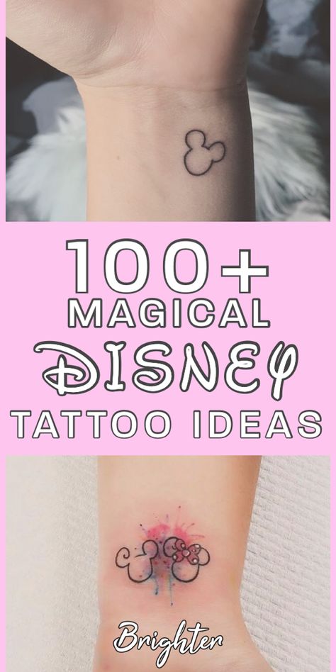 Cute Simple Disney Tattoos, Small Tattoo Disney, Disney Aesthetic Tattoo, Disney Ear Tattoo, Disney Simple Tattoo, Disney Word Tattoos, Disney Tattoo For Women, Small Simple Disney Tattoos, Disney Friends Tattoo