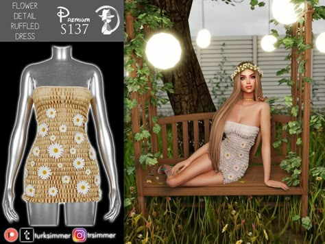 Play Sims 4, Play Sims, Sims 4 Teen, Sims 4 Dresses, The Sims 4 Download, Sims Four, Sims 4 Mods Clothes, Sims 4 Cas, Ruffled Dress