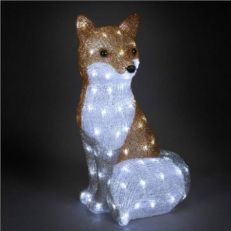 Snowtime 54cm Acrylic Fox With 100 Ice White LEDs : Amazon.co.uk: Home & Kitchen Fox Christmas, Fox Decor, Acrylic Decor, Outdoor Christmas Lights, Owl Design, The Snowman, Star Decorations, Acrylic Display, Christmas Display