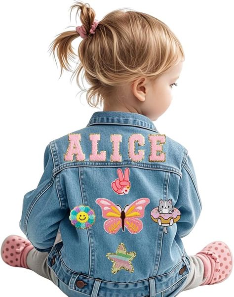 Our jackets are designed according to basic size standards, ensuring a great fit without significant size discrepancies. This toddler jean jacket is ideal for children aged 1-8, offering both style and comfort for growing kids. Gifts For Toddlers, Kids Denim Jacket, Toddler Girl Gifts, Toddler Jeans, Girls Outerwear, Back To School Outfits, Fall Jackets, Girls Jacket, Personalised Kids