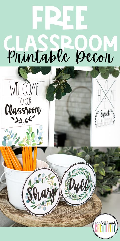 Farmhouse Math Classroom, Grade 4 Classroom Theme, Eucalyptus Farmhouse Classroom Decor, Plant Themed Classroom Decoration, Basic Classroom Decor, Vine Classroom Decor, Classroom Themes Free Printable, Farmhouse Decor Classroom Theme, Boho Farmhouse Classroom Theme