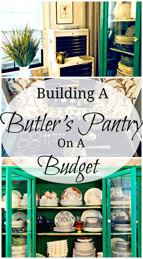 Butlers Pantry On A Budget, Country Storage Ideas, Budget Butlers Pantry, Turning A Closet Into A Butlers Pantry, Butlers Pantry Office Combo, Wallpaper Butlers Pantry, Diy Butlers Pantry Ideas, Butlers Pantry Diy, Vintage Butlers Pantry