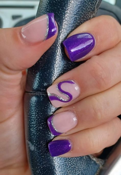 Purple With White Nails, White French Tip Nails, White French Tip, Tip Nails, White French, French Tip Nails, Purple And White, Nails On Fleek, Nails Design