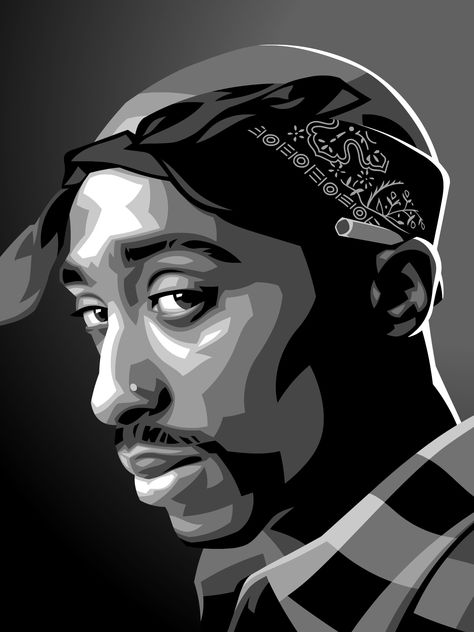 Tupac illustration Tupac Party Theme, Tupac Art Drawings, Graphic Portrait Illustration, Tupac Drawing Cartoon, Tupac Sketch, Black Painting Art, Tupac Drawing, Rapper Paintings, Tupac Illustration