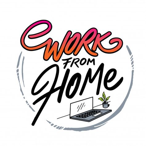 Work from home lettering Premium Vector | Premium Vector #Freepik #vector #hand #home #quote #doodle Work From Home Quotes Funny, Work From Home Template, Work From Home Quotes Inspiration, Work From Home Logo, Work From Home Quotes, Ipad Things, Quote Template Design, Elegance Quotes, Communication Quotes