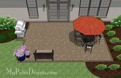 Extend the family fun and relaxation outdoors with our Large Rectangular Paver Patio Design. Plenty of space for outdoor dining, barbecuing and fire pit. Patio Plan, Fire Pit Plans, Large Backyard Landscaping, Patio Plans, Patio Layout, Patio Pavers Design, Concrete Patios, Patio Steps, Fire Pit Seating