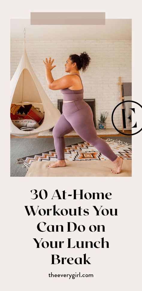 30 At-Home Workouts You Can Do on Your Lunch Break | The Everygirl Lunch Break Workout, Lunch Workout, Lunch Time Workout, Self Care At Home, Retail Trends, At Home Fitness, Sports Ideas, Office Exercise, 20 Minute Workout