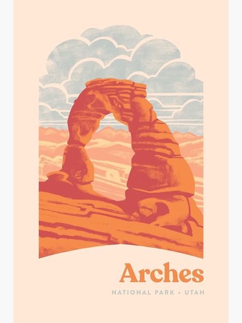 "Arches National Park" Metal Print by Waynem79 | Redbubble Vintage National Park Posters, Christian Graphic Design, Dorm Art, Utah Usa, Utah National Parks, National Park Posters, Park Art, Parking Design, Arches National Park