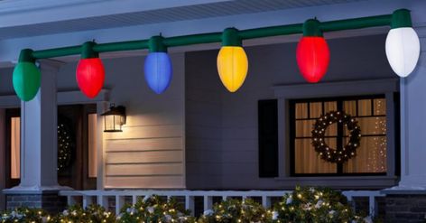 Big Light Bulb Decor, Large Bulb Christmas Lights Outdoor, Jumbo Christmas Lights, Giant Christmas Lights, Multi Colored Christmas Lights, Inflatable Christmas Decorations, Party 2023, Bulb String Lights, Decorative Light Bulbs