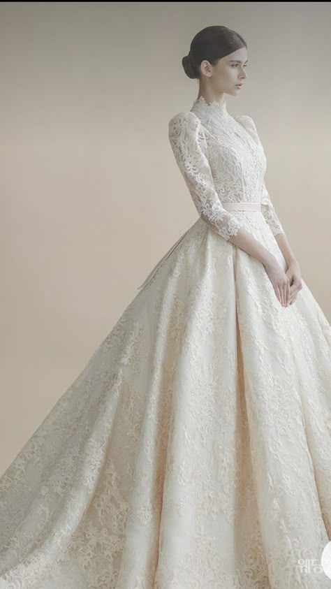 Elegant Long Sleeve Wedding Dresses, Korean Wedding Dress, Queen Wedding Dress, Muslimah Wedding Dress, Bride Dress Simple, Wedding Gown Inspiration, Classy Wedding Dress, Fancy Wedding Dresses, White Wedding Dress