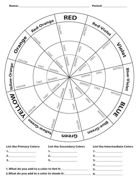 Color Wheel Worksheet Color Wheel High School Project, Enlargement And Reduction Drawing, Color Wheel Worksheet Printables, Colour Wheel Sketchbook Page, Color Wheel Art Projects Elementary, Cosmetology Worksheets, Color Wheel Template, Color Theory Art Lessons, Color Wheel Lesson