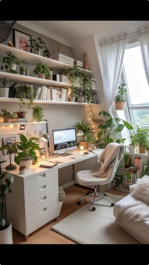 Cozy Home Office, Office Room Decor, Cozy Room Decor, The Desk, Room Makeover Bedroom, Home Office Setup, Gaming Room, Room Makeover Inspiration, Room Inspiration Bedroom