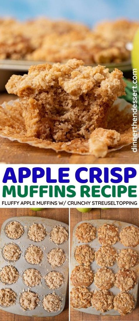 Apple Crisp Muffins, Apple Muffin Recipes, Best Apple Crisp, Dessert Breakfast, Apple Muffins, Homemade Muffins, Cinnamon Chips, Apple Crisp Recipes, Fall Breakfast