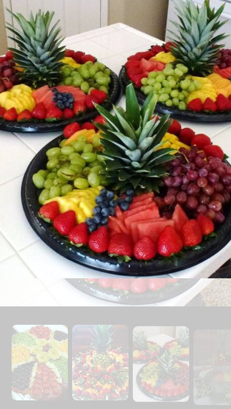 Hawaiian Fruit Table Ideas, Luau Fruit Platter, Pool Party Food Display, Ocean Fruit Platter, Small Fruit Tray Ideas, Tropical Pool Party Food, Fruit Tray With Pineapple Center, Luau Fruit Tray, Luau Veggie Tray Ideas