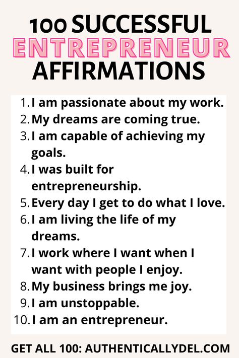 business affirmations for entrepreneurs Business Affirmations Entrepreneur, Entrepreneur Vision Board, Vision Board Business, Entrepreneur Affirmations, Business Prayer, 100 Affirmations, Business Affirmations, Business Vision Board, Business Vision