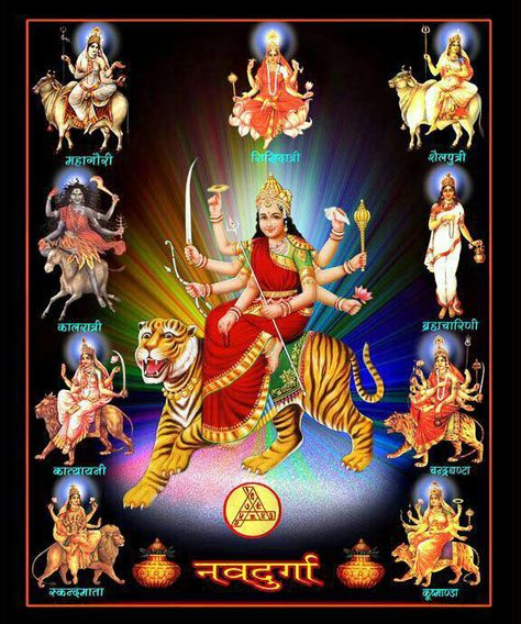 9 Manifestations of Durga Navdurga Images, Kali Hindu, Durga Mantra, Durga Picture, Love Guru, Aadi Shakti, Happy Navratri Images, Durga Images, Navratri Images