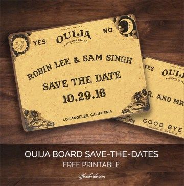 Ouija board save-the-dates free wedding printable from @offbeatbride Diy Save The Dates, Wedding Alters, Gratis Printables, Wedding Printable, Wedding Planner Printables, Halloween Fonts, Offbeat Bride, Ouija Board, Planner Printables Free