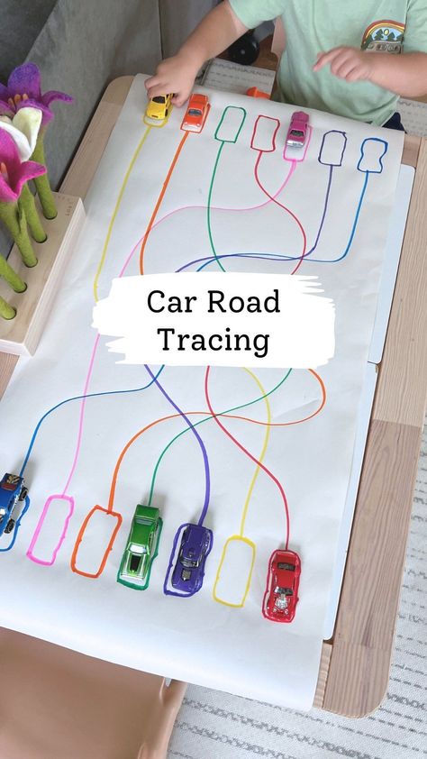 Melissa Kate | Road tracing: a super fun way for car lovers to trace, match colors and develop pre-writing skills using cars 🎉🚗 Follow @bymelissakate for... | Instagram Activities For 23 Month Old, Car Sensory Play, Rbt Activities For Kids, Preschool Clothespin Activities, Preschool Motor Activities, Toddler Room Activities, 2-3 Year Activities, Montessori Activities 4yrs Old, Car Theme Preschool