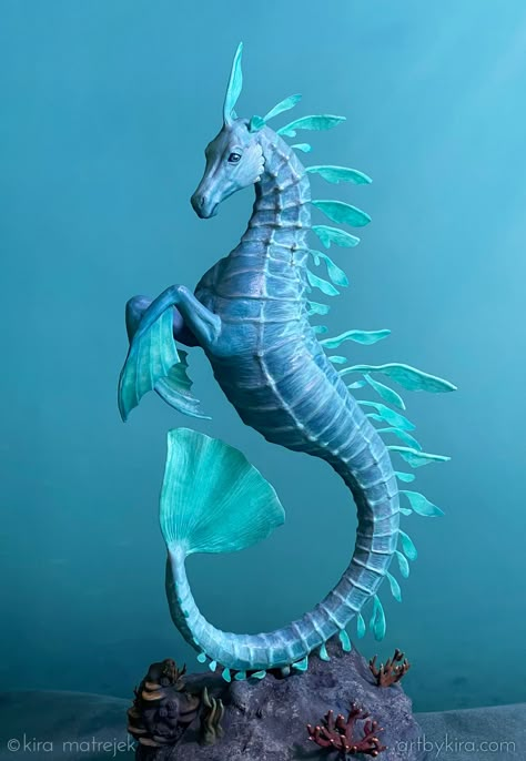 Mythical Water Creatures, Seahorse Sculpture, Mythical Sea Creatures, Shell Mermaid, Flowers And Feathers, Sea Creatures Art, Seahorse Art, Magical Horses, Horse Inspiration