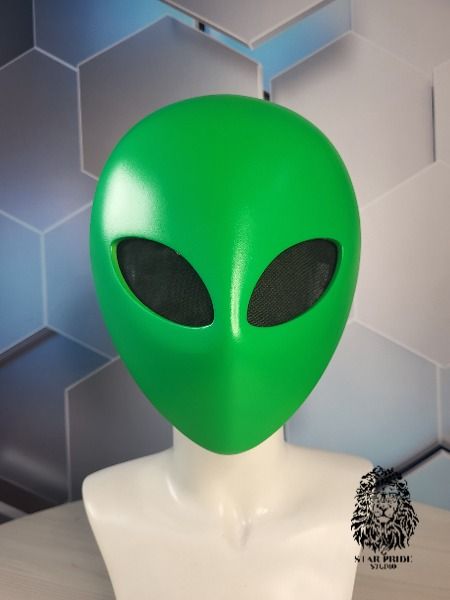 Awesome Alien Mask |READY&PAINTED
*Features:*
- Super Lightweight and Extra Durable (casted of Polyurethane)
- ALREADY FINISHED, POLISHED AND PAINTED
- Attachment included

Size mask 24.7cm*19.8 cm ayes 9cm*4.1cm
Nicely fits any type of face Alien Mask Diy, Type Of Face, Alien Mask, Alien Halloween, Alien Face, Grey Alien, Alien Costume, Cosplay Mask, Mask Shapes