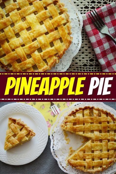 This is the best pineapple pie recipe you'll ever have! Using a store-bought crust, it couldn't be easier to make. It's light, sweet, and delicious. Easy Pineapple Pie, Pineapple Pie Recipe No Bake, Pineapple Pie Filling Recipes, Samoan Pineapple Pie Recipe, Pineapple Pie Filling, Pineapple Coconut Pie, Fruit Pie Recipes, Pineapple Pie Recipe, Sawdust Pie